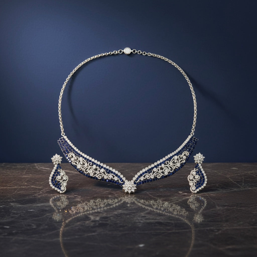 Blue Noir Statement Necklace Set