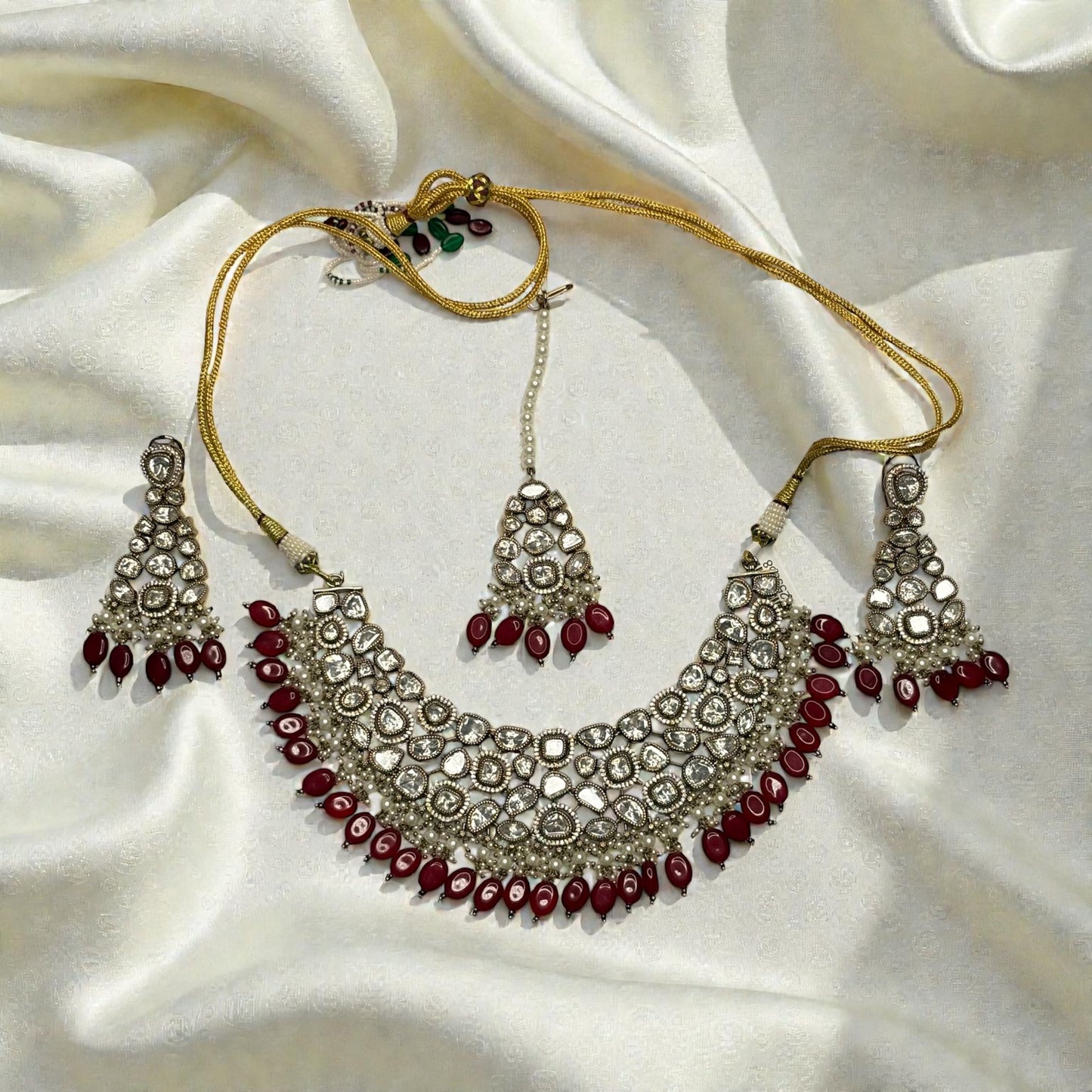 Ruby Red Kundan Set