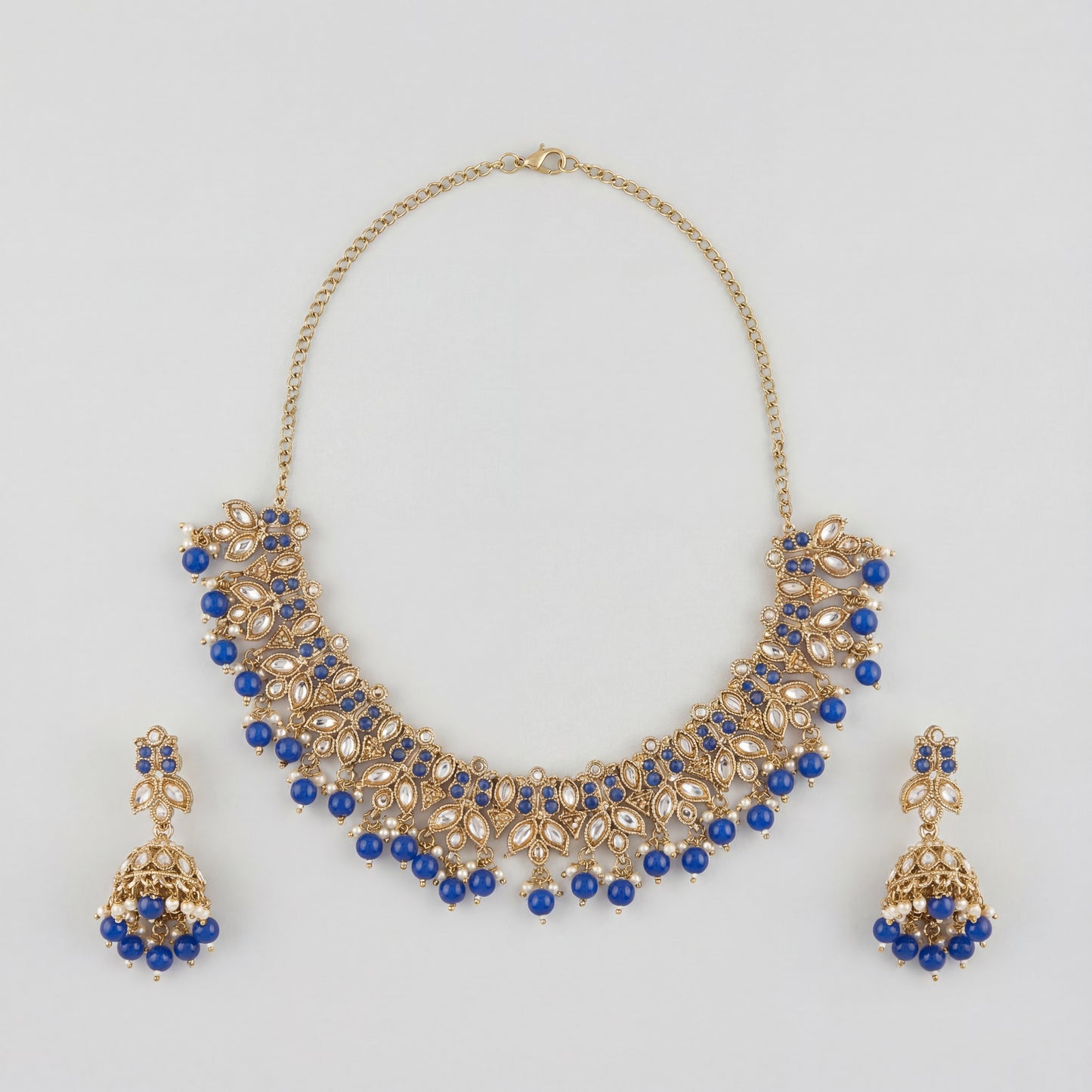 Sitara Blue Cascade Necklace Set