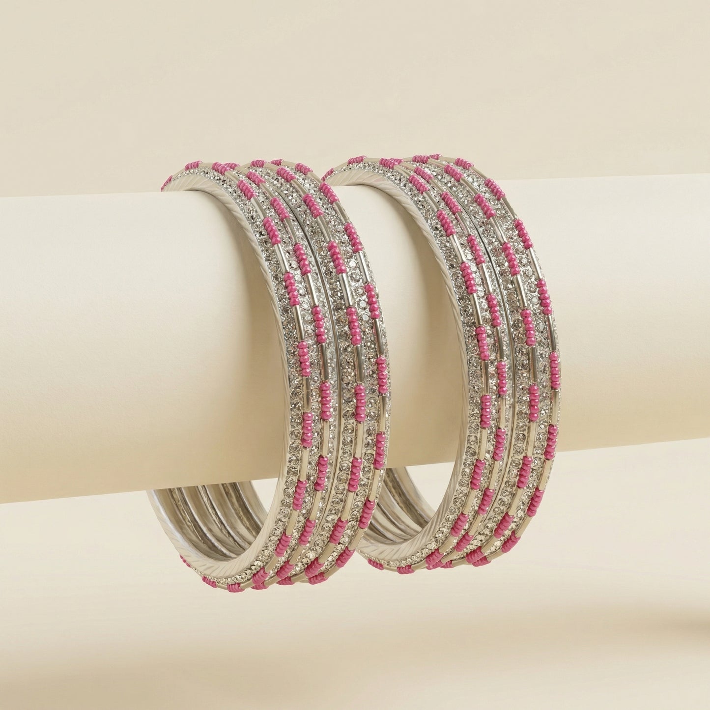 Rose Sparkle Bangles - Set of 8