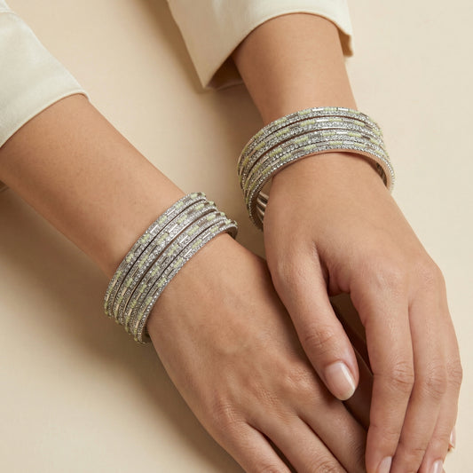 Mint Glimmer Bangles - Set of 8