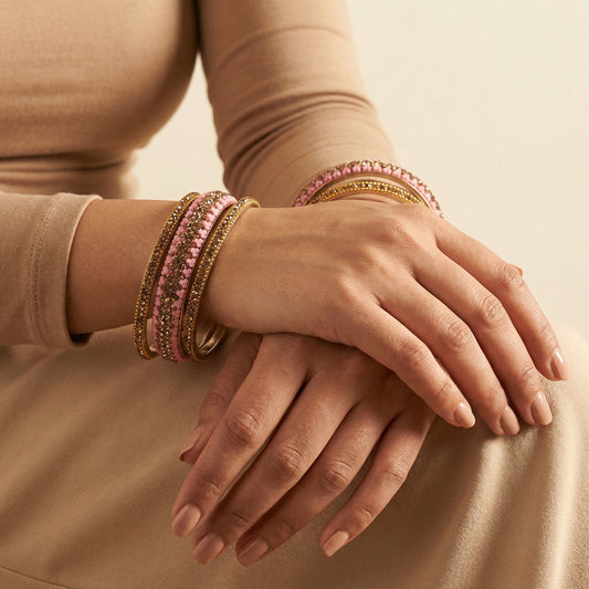 Gilded Rose Bangles - Set of 6