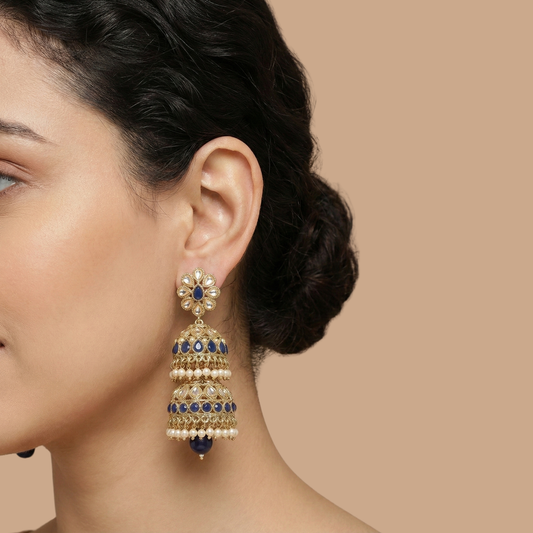 Sapphire Noor Pearl Jhumkas