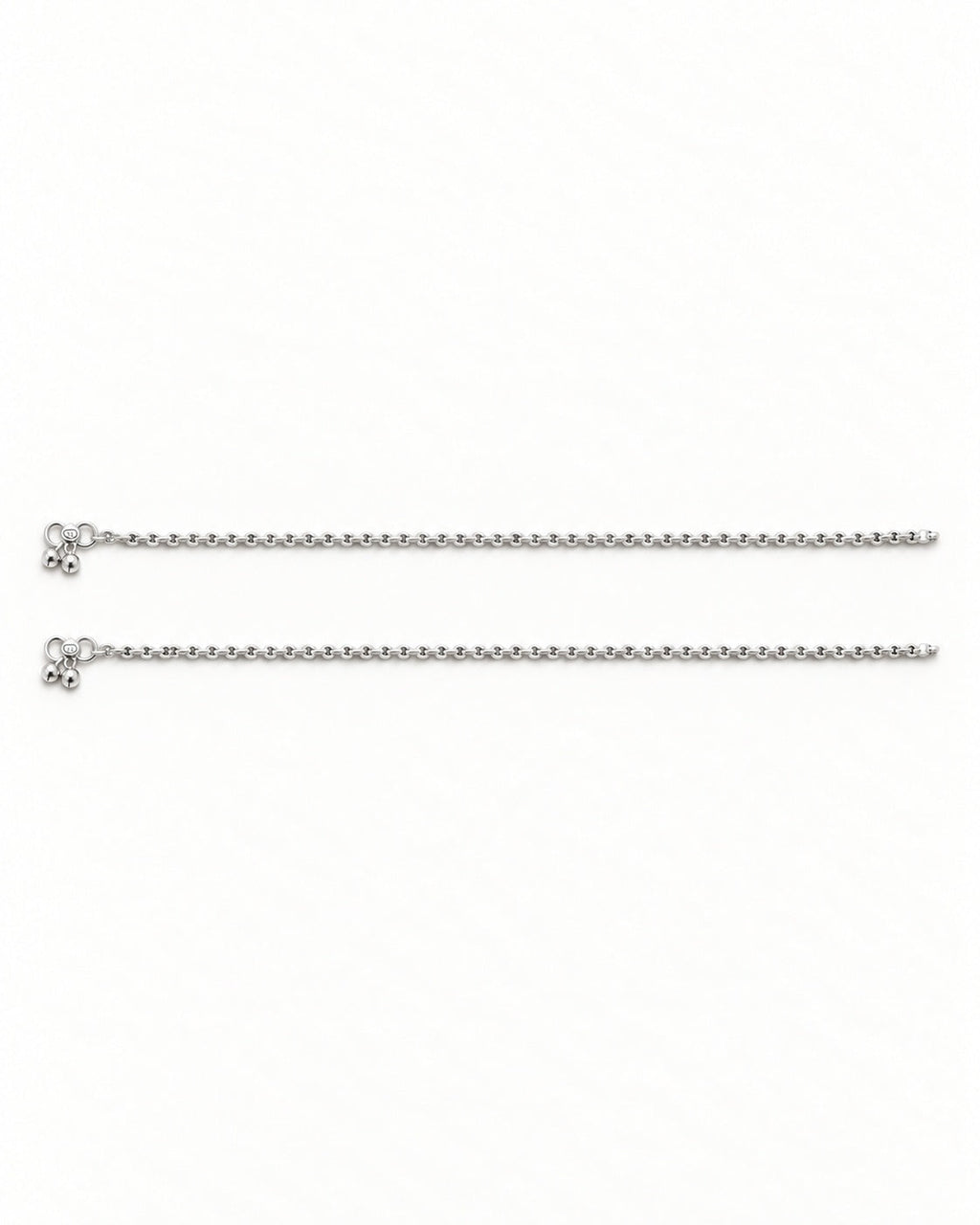 Pair of Gilded Braid silver-tone interlocking link anklets in a flat lay