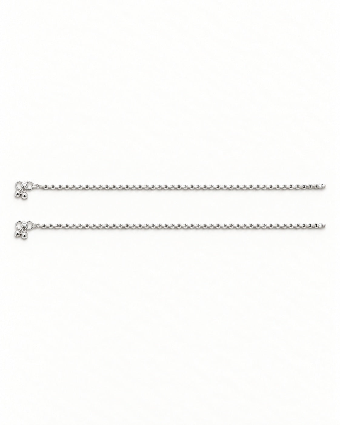 Pair of Gilded Braid silver-tone interlocking link anklets in a flat lay