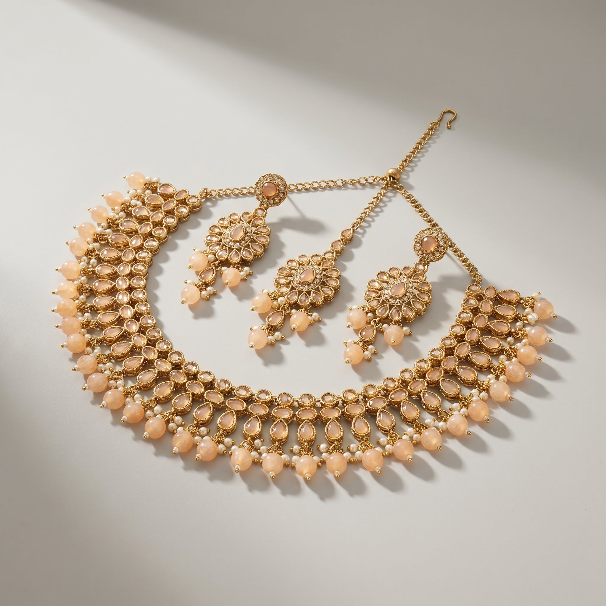 Noorika Peach Drop Necklace Set
