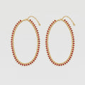 Crimson Gold Payal pair of gold-tone payals with square red gemstones and extender chain