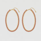 Crimson Gold Payal pair of gold-tone payals with square red gemstones and extender chain