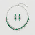 Emerald Vine Necklace Set silver vine collar with emerald pear stones and matching drop earrings