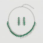 Emerald Vine Necklace Set silver vine collar with emerald pear stones and matching drop earrings