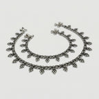 Silver Grapevine Anklets detail showing grapevine leaf fringe and antique finish