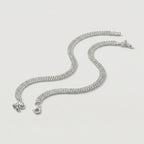 Sterling Sparkle Anklets detail showing lace-edge metalwork and triple bead charms