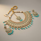 Turquoise Crown Necklace Set necklace with matching earrings, studio flatlay