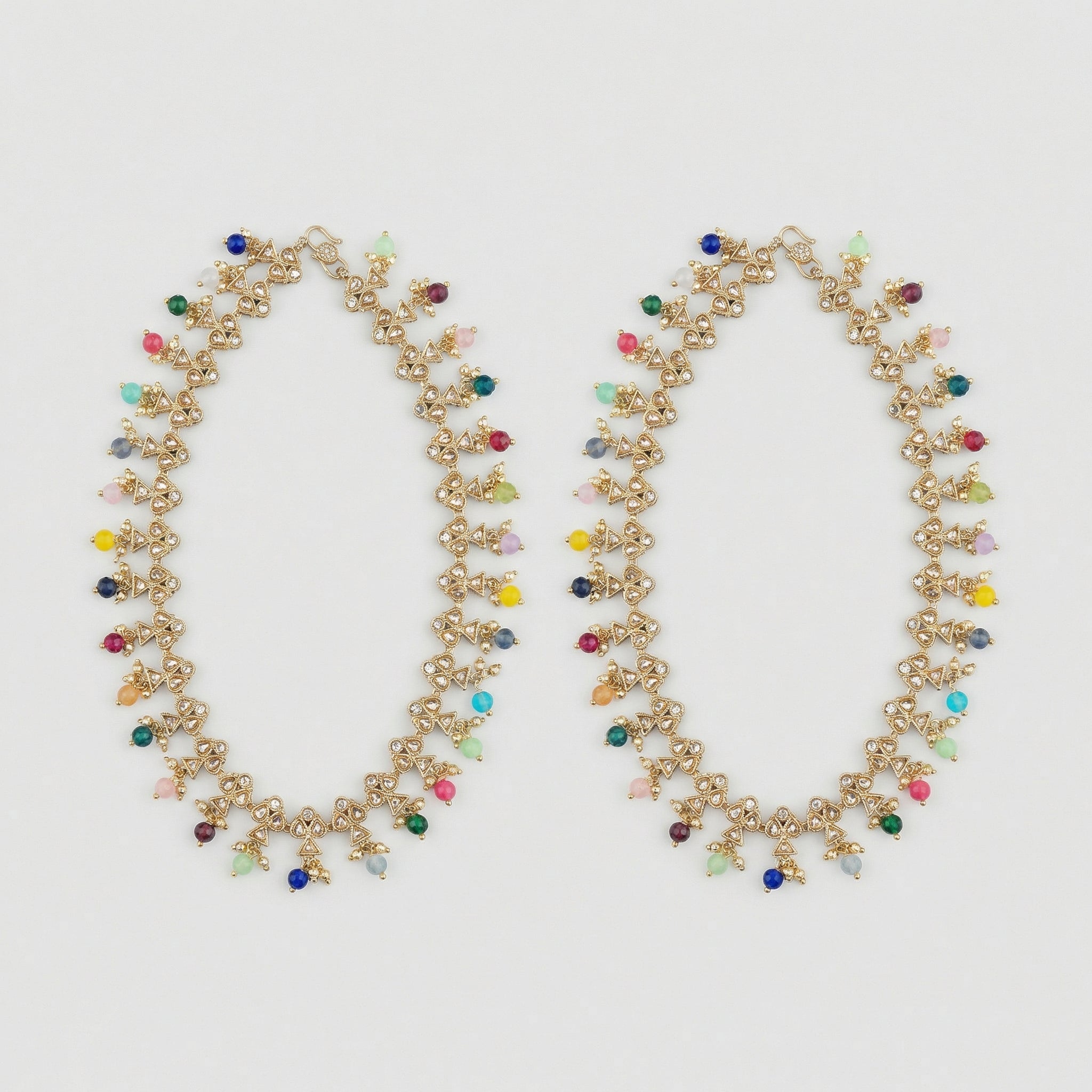 Navrang Kundan Anklets pair of gold-tone multicolor beaded payals