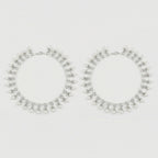 Silver Pearl Payal Set pair of silver-tone pearl and crystal drop payals
