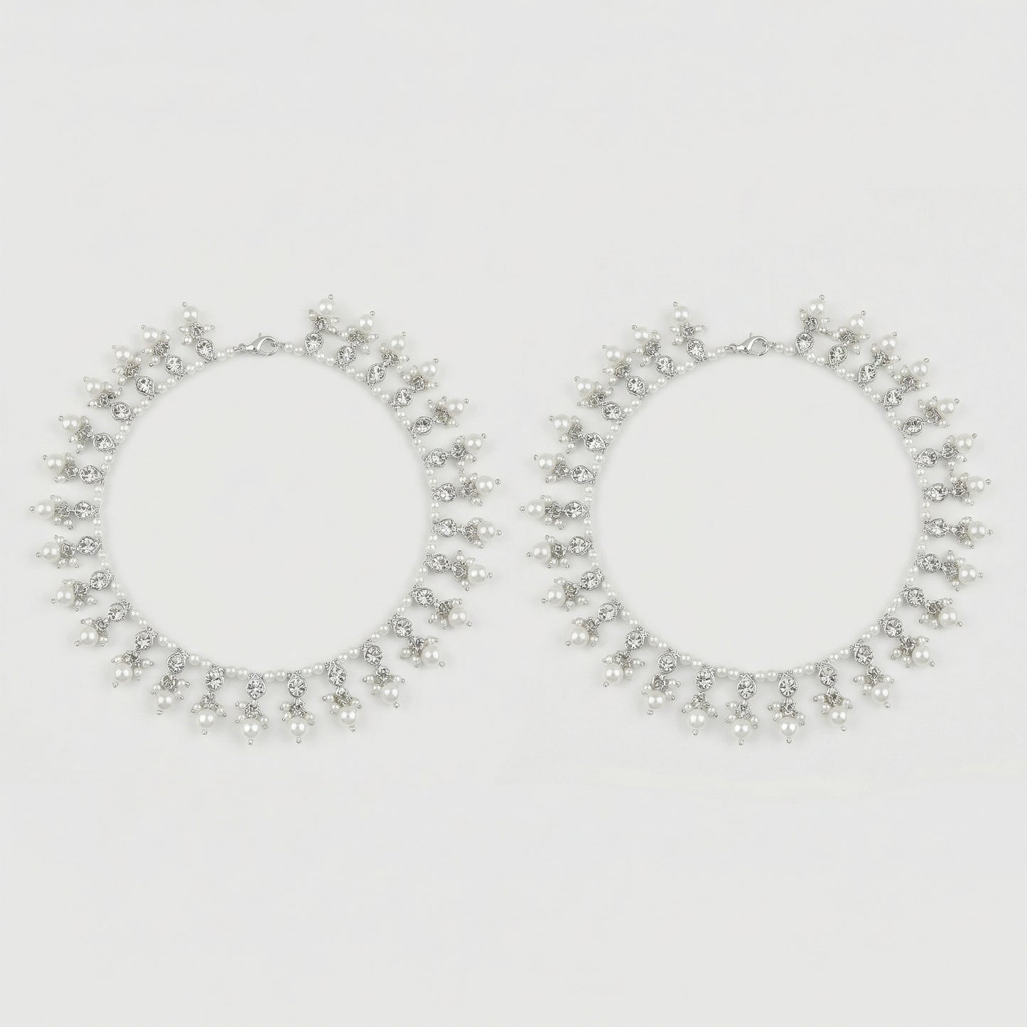 Silver Pearl Payal Set