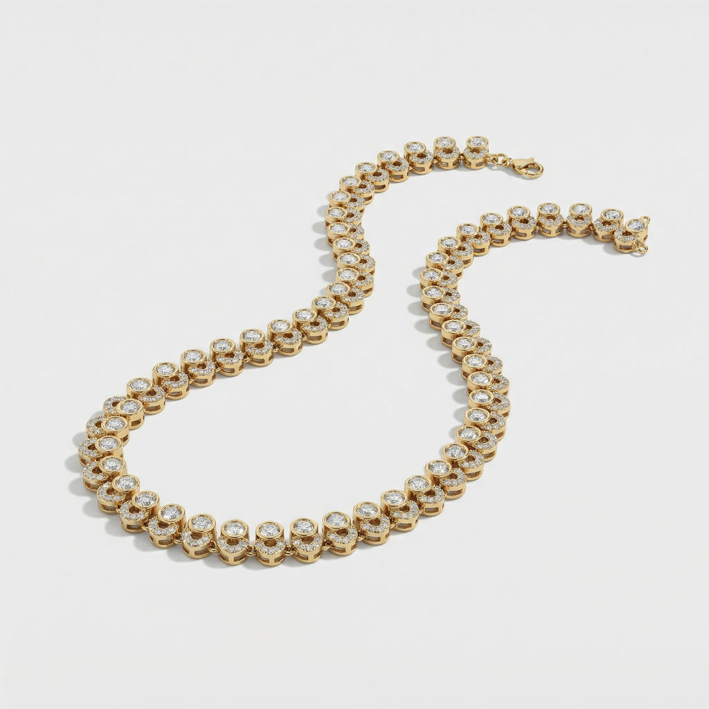 Eternity Stone Anklets detail of round center stones and pavé halos