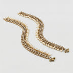 Kundan Pearl Payal detail showing teardrop kundan stones pearl trim and bells