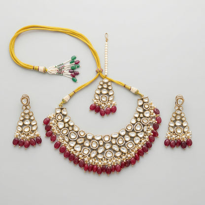 Ruby Red Kundan Necklace Set
