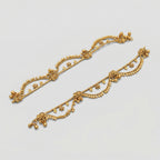 Tara Gold Payal detail showing floral charms crystal centers and bell clusters