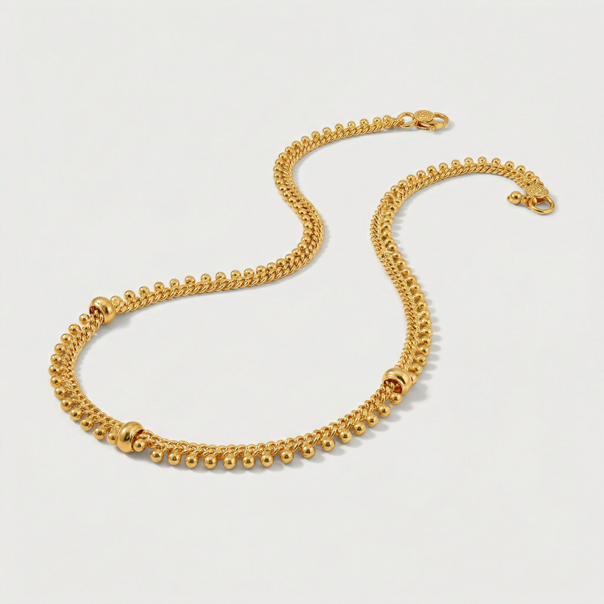 Golden Dotted Chain Anklets detail showing rope chain and spherical bobble border