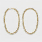 Radiant Gold Tennis Anklets pair of gold-tone double-row crystal payals on curb chain on gray background