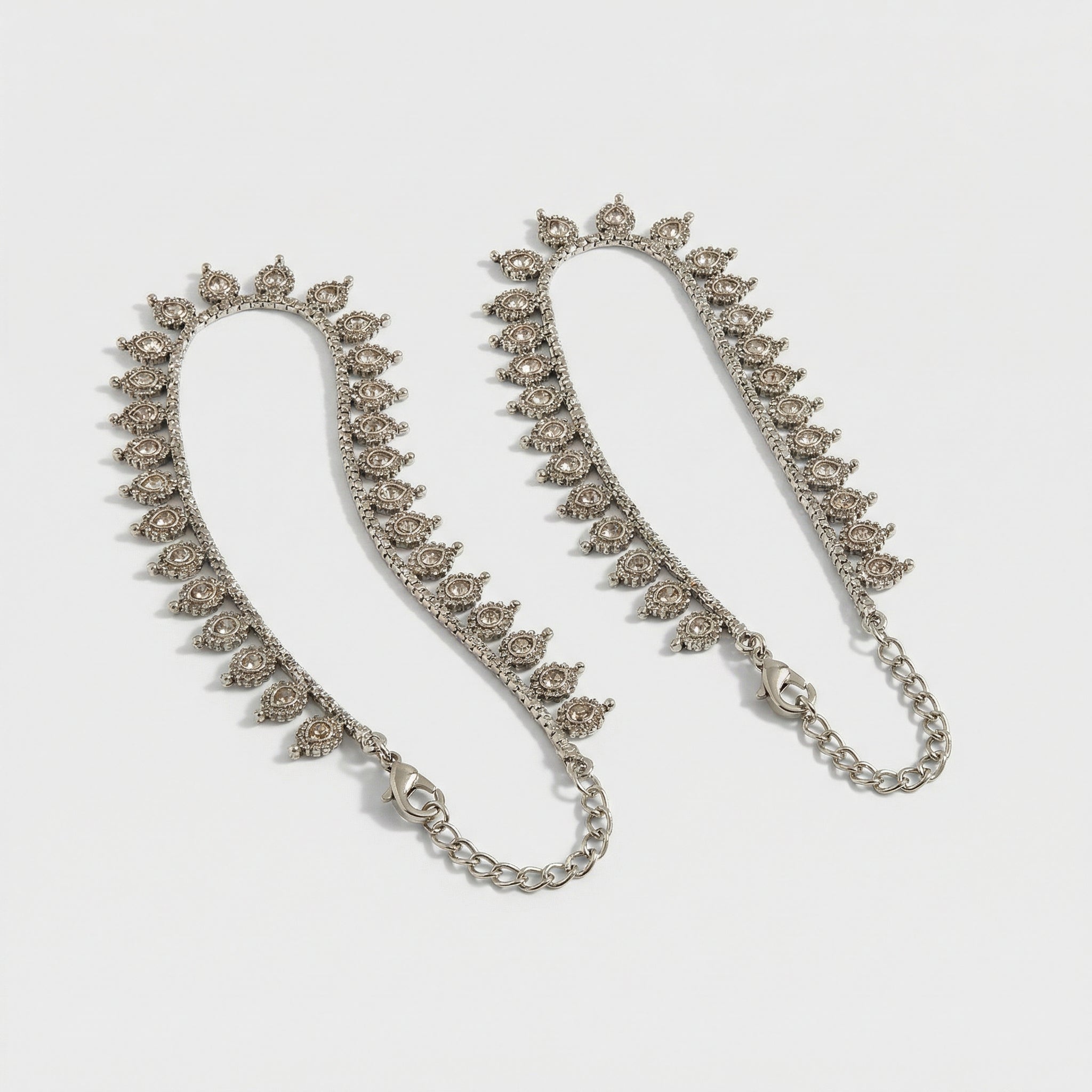 Regal Polki Payal detail of kundan-style teardrop drops and clasp
