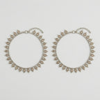 Regal Polki Payal pair of silver-tone teardrop crystal fringe payals in circles