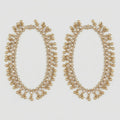 Sitara Kundan Payal pair of gold-tone crystal payals with ghungroo fringe on gray background