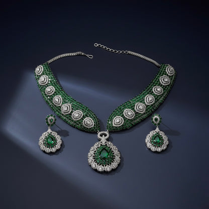 Emerald Crest Statement Necklace Set