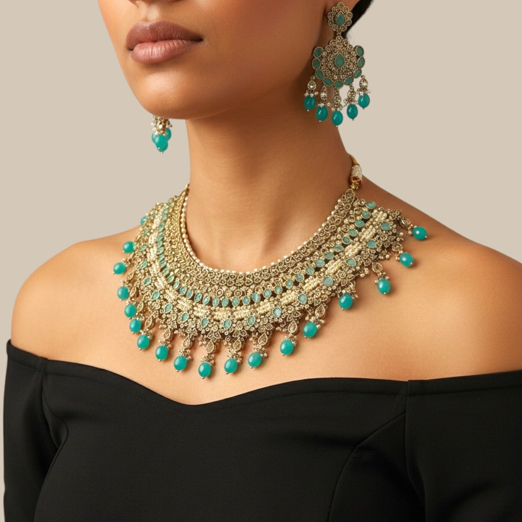 Turquoise Crown Necklace Set