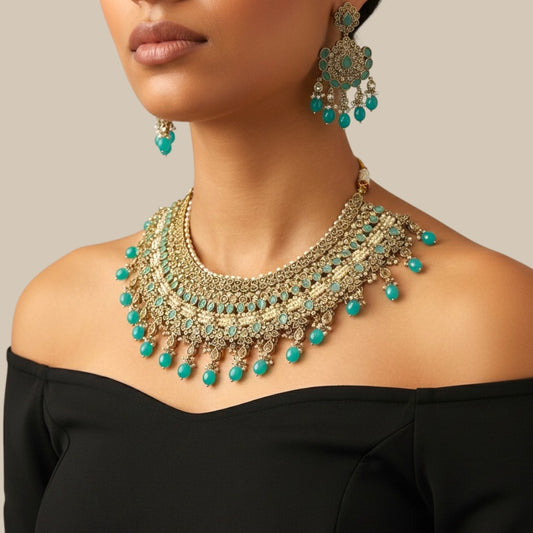Turquoise Crown Necklace Set