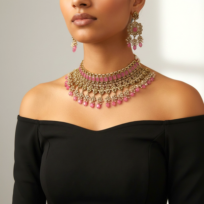 Petal Pink Veil Choker Set