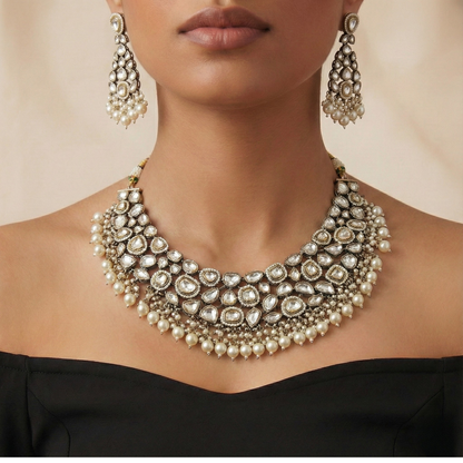 Regal White Stone Necklace Set