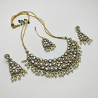 South Asian woman wearing the white stone necklace set — bridal look.
