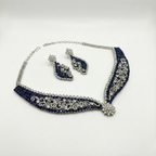 South Asian woman wearing Blue Noir Statement Necklace Set statement necklace with matching earrings — bridal look