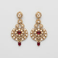Kundan Ruby Earrings gold kundan drops with ruby medallion centers