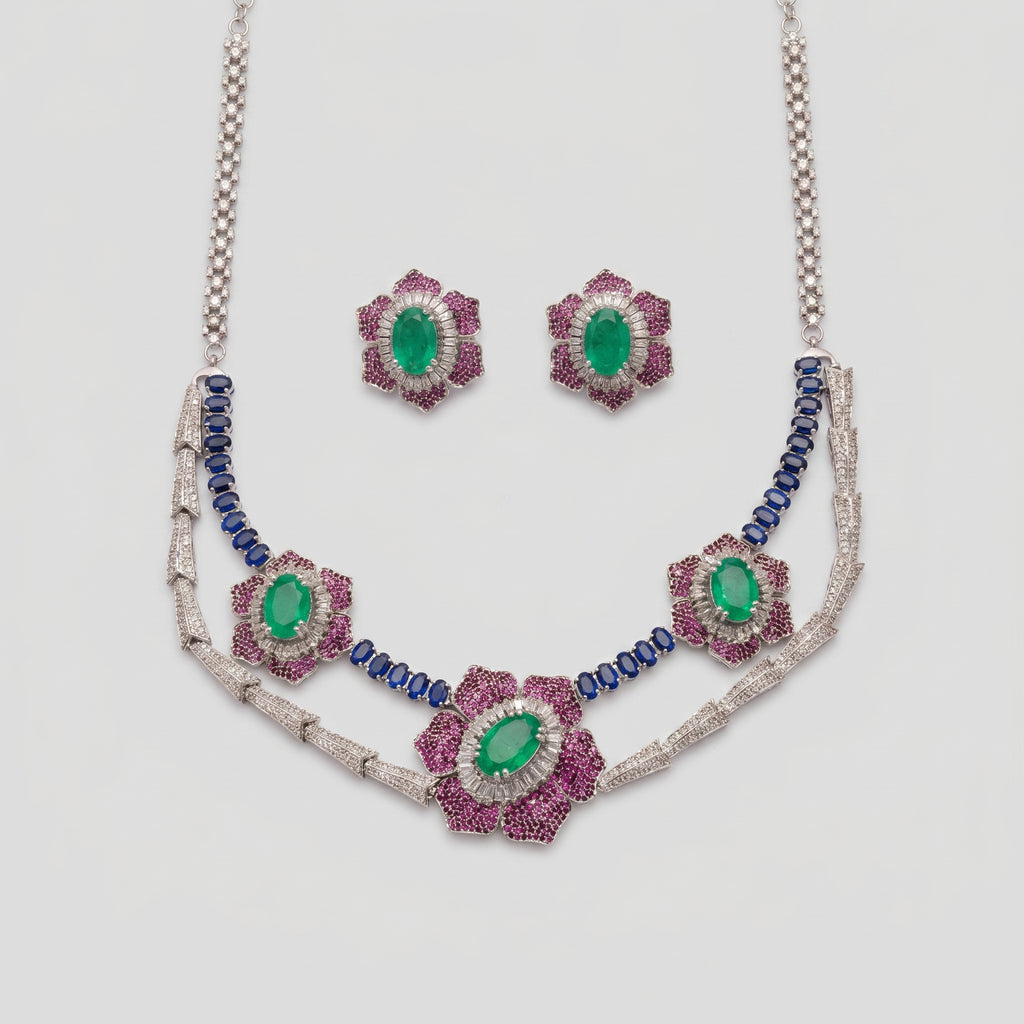 Triveni Emerald Set