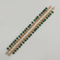 Rani Polki Anklet pair of gold-tone kundan payals with green beads and pearls