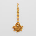 Rani Tikka gold maang tikka with heart-link chain and crystal medallion
