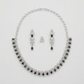 Rani Onyx Necklace Set silver collar with black onyx teardrops and matching drop earrings