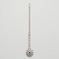 Nilam Bloom Tikka silver maang tikka with navy floral medallion