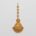 Rani Flora Tikka matte gold maang tikka with floral medallion and bead fringe