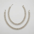 Divya Crystal Anklet pair of silver-tone double-row kundan payals