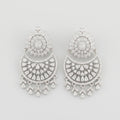 Chand Dazzle Earrings rhodium chandbali with crystal pear drops