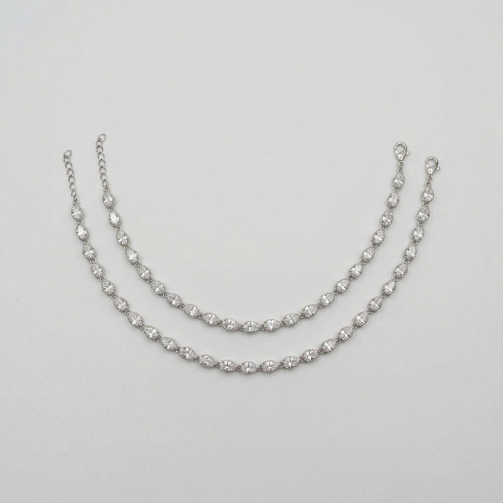 Noor Anklet pair of silver-tone pear-shaped crystal payals with extender