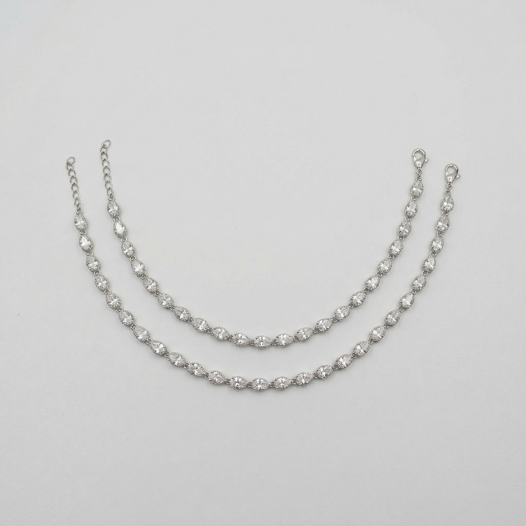 Noor Anklet pair of silver-tone pear-shaped crystal payals with extender