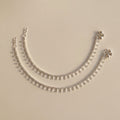 Sia Crystal Anklet pair of silver-tone payals with teardrop crystal dangles and bells