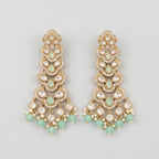 Panna Cascade Earrings gold tiered drops with mint green stones