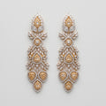 Regal Gold Earrings two-tone silver and gold chandelier drops with champagne pear stones